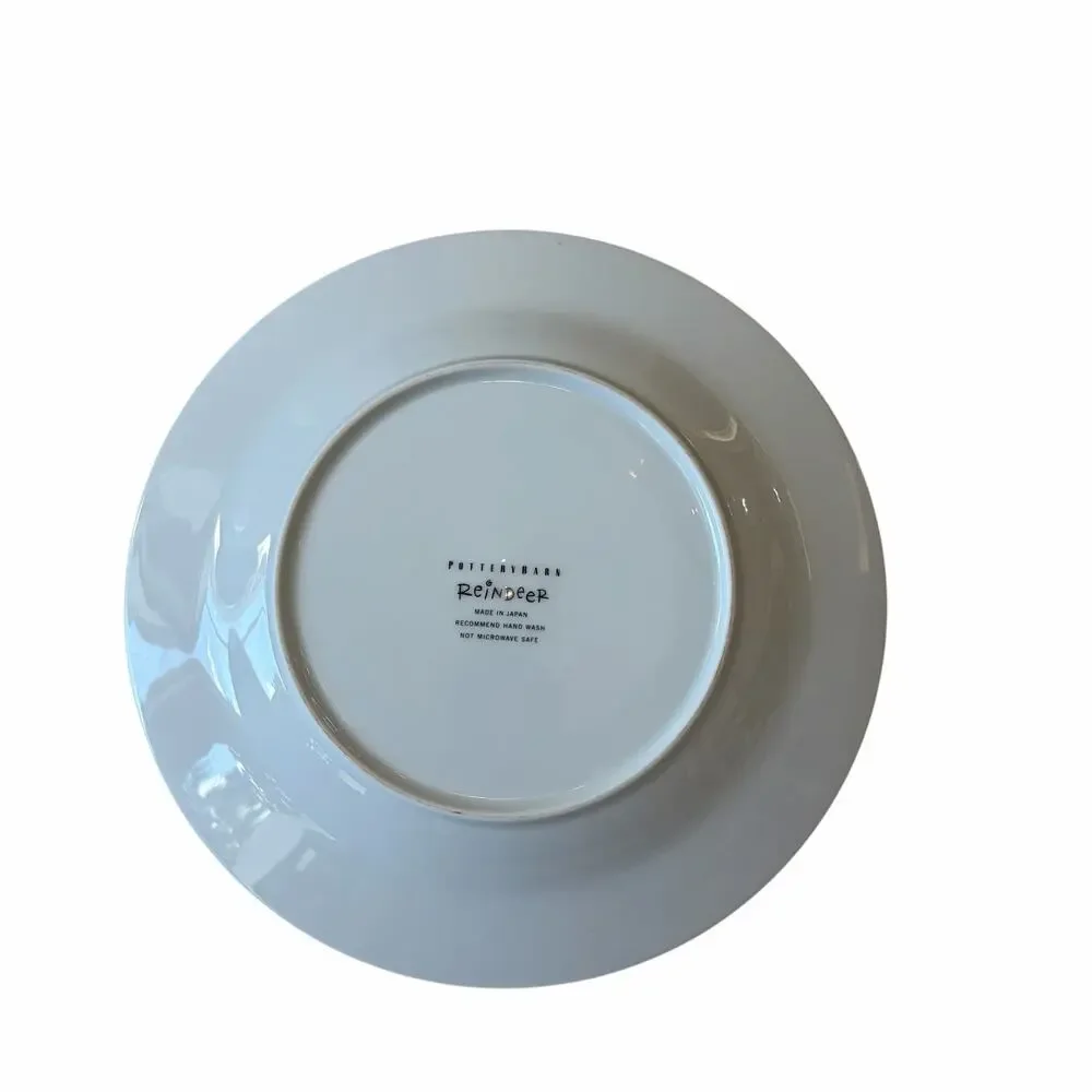 Pottery Barn Christmas Reindeer Dinner Plates 11in Set of 4 Japan RETIRED